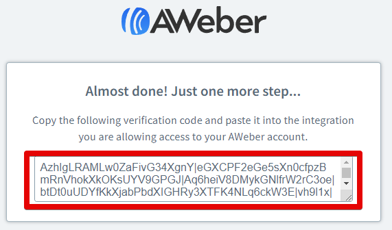 copy and paste aweber authorization code